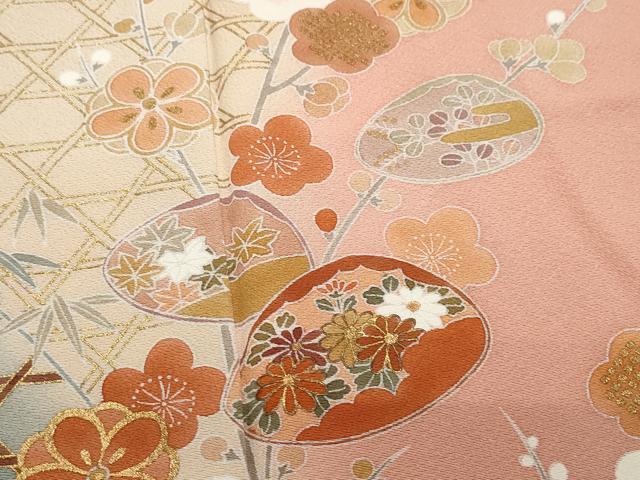 平和屋着物●訪問着 貝合わせ草花文 金彩 正絹 逸品 CAAZ8023vf