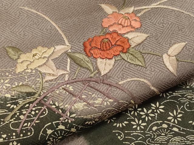 平和屋着物●訪問着　絞り　刺繍　籬草花文　金彩　正絹　逸品　CAAZ8026vf
