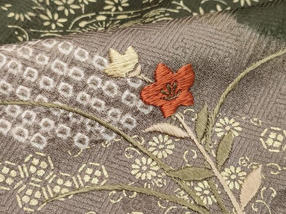 平和屋着物●訪問着　絞り　刺繍　籬草花文　金彩　正絹　逸品　CAAZ8026vf