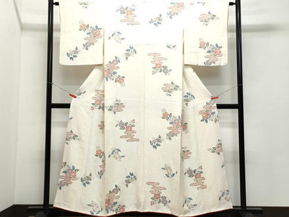 平和屋着物●上質な小紋　エ霞草花文　辻が花　正絹　逸品　CAAZ8027vf