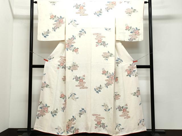 平和屋着物●上質な小紋　エ霞草花文　辻が花　正絹　逸品　CAAZ8027vf