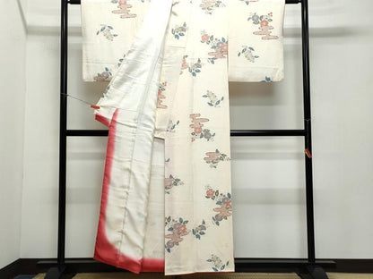 平和屋着物●上質な小紋　エ霞草花文　辻が花　正絹　逸品　CAAZ8027vf