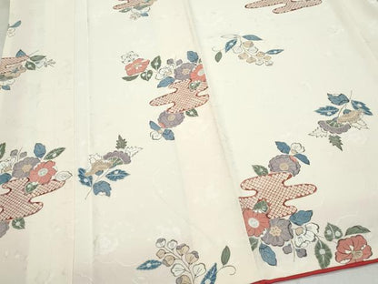平和屋着物●上質な小紋　エ霞草花文　辻が花　正絹　逸品　CAAZ8027vf