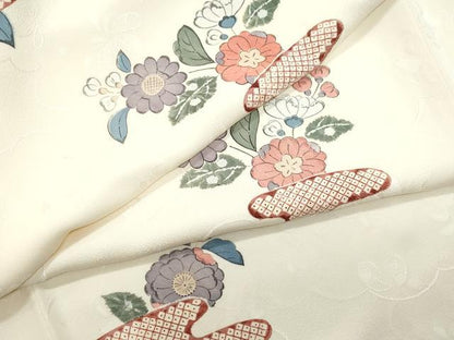 平和屋着物●上質な小紋　エ霞草花文　辻が花　正絹　逸品　CAAZ8027vf