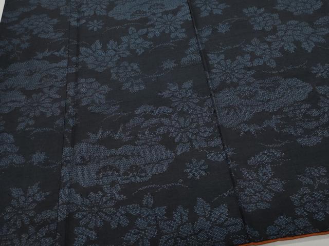 平和屋着物●結城紬　100亀甲　雲取り草花文　やまと誂製　正絹　逸品　CAAZ8070vf