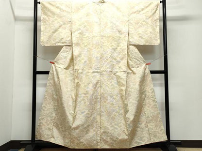 平和屋着物●本場大島紬　白大島　風景草花文　正絹　逸品　CAAZ8071vf