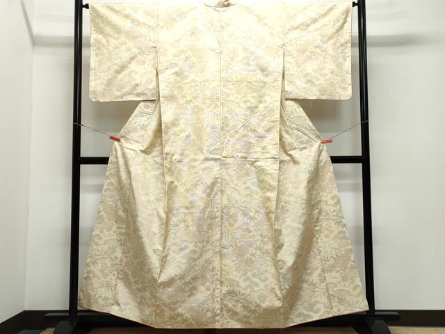 平和屋着物●本場大島紬　白大島　風景草花文　正絹　逸品　CAAZ8071vf