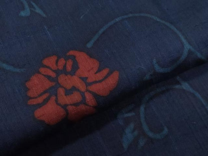 平和屋着物●上質な小紋 生紬 型染め 花唐草文 正絹 逸品 CAAZ8073vf