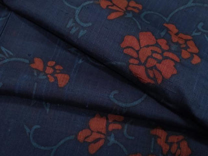 平和屋着物●上質な小紋 生紬 型染め 花唐草文 正絹 逸品 CAAZ8073vf