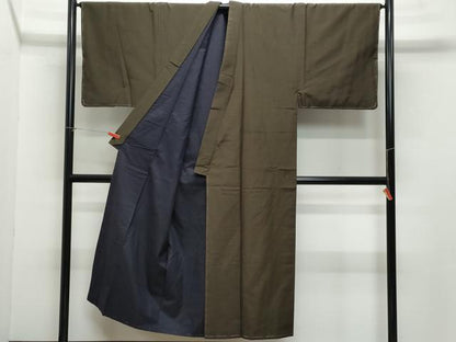 平和屋着物●男性　紬　アンサンブル　涅色　正絹　逸品　未使用　CAAZ8083vf
