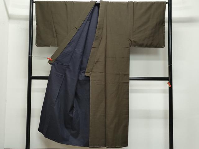 平和屋着物●男性　紬　アンサンブル　涅色　正絹　逸品　未使用　CAAZ8083vf