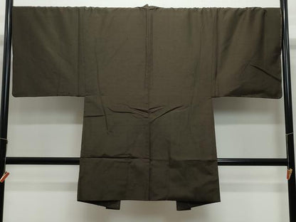 平和屋着物●男性　紬　アンサンブル　涅色　正絹　逸品　未使用　CAAZ8083vf