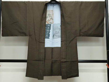 平和屋着物●男性　紬　アンサンブル　涅色　正絹　逸品　未使用　CAAZ8083vf