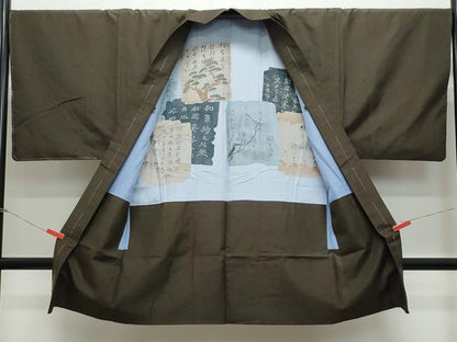 平和屋着物●男性　紬　アンサンブル　涅色　正絹　逸品　未使用　CAAZ8083vf
