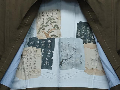 平和屋着物●男性　紬　アンサンブル　涅色　正絹　逸品　未使用　CAAZ8083vf