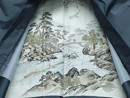 平和屋着物●男性 本場大島紬 アンサンブル 亀甲柄 正絹 逸品 CAAZ8087vf