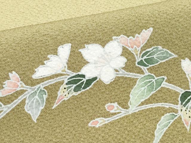 平和屋着物●本加賀友禅作家 梶山伸 訪問着 加賀の彩 枝花文 正絹 逸品 CAAZ8100vf