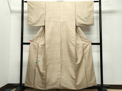 平和屋着物●訪問着　作家物　白山紬　枝花文　正絹　逸品　CAAZ8101vf