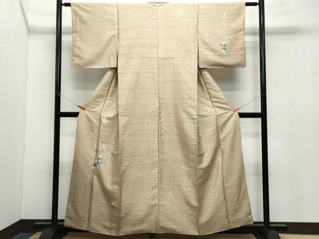 平和屋着物●訪問着　作家物　白山紬　枝花文　正絹　逸品　CAAZ8101vf