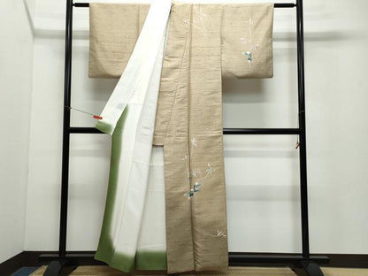 平和屋着物●訪問着　作家物　白山紬　枝花文　正絹　逸品　CAAZ8101vf