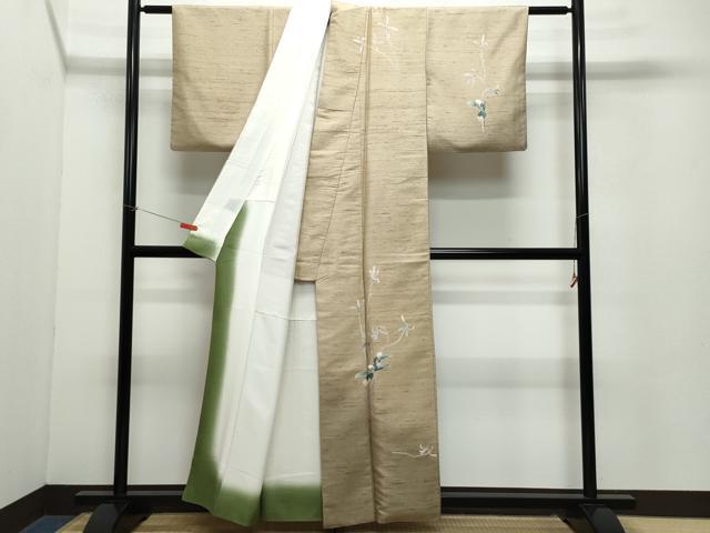 平和屋着物●訪問着　作家物　白山紬　枝花文　正絹　逸品　CAAZ8101vf