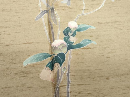 平和屋着物●訪問着　作家物　白山紬　枝花文　正絹　逸品　CAAZ8101vf