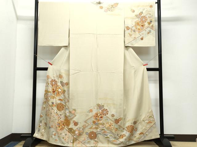 平和屋着物●訪問着 総刺繍 吉祥草花文 金彩 正絹 逸品 CAAZ8113vf