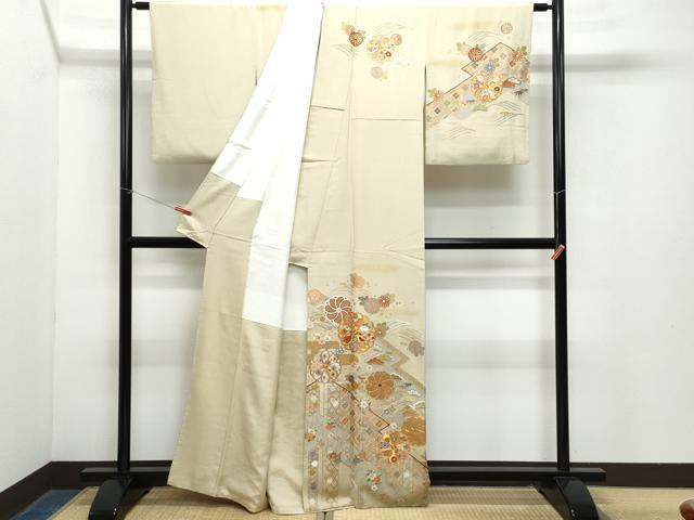 平和屋着物●訪問着 総刺繍 吉祥草花文 金彩 正絹 逸品 CAAZ8113vf