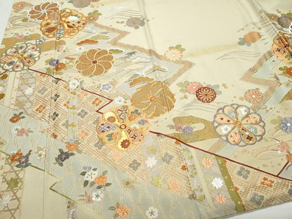 平和屋着物●訪問着 総刺繍 吉祥草花文 金彩 正絹 逸品 CAAZ8113vf