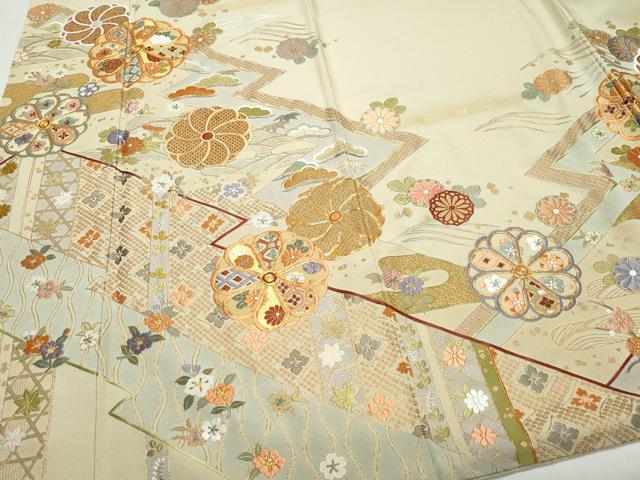 平和屋着物●訪問着 総刺繍 吉祥草花文 金彩 正絹 逸品 CAAZ8113vf