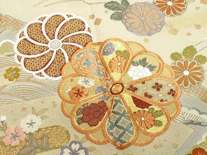 平和屋着物●訪問着 総刺繍 吉祥草花文 金彩 正絹 逸品 CAAZ8113vf