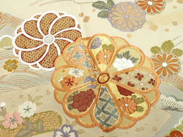 平和屋着物●訪問着 総刺繍 吉祥草花文 金彩 正絹 逸品 CAAZ8113vf