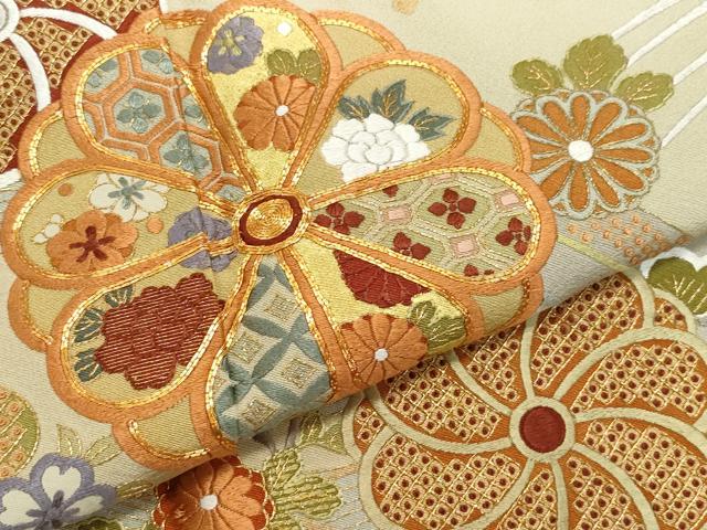 平和屋着物●訪問着 総刺繍 吉祥草花文 金彩 正絹 逸品 CAAZ8113vf