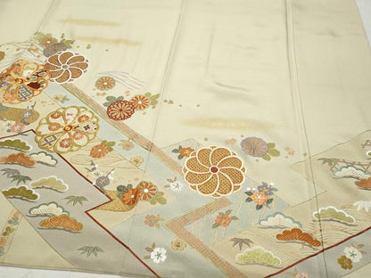 平和屋着物●訪問着 総刺繍 吉祥草花文 金彩 正絹 逸品 CAAZ8113vf