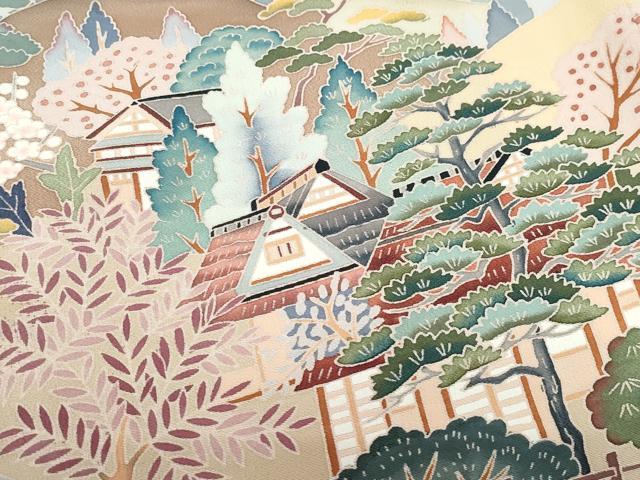平和屋着物●豪華黒留袖　友禅　作家物　風景鴛鴦草花文　正絹　逸品　CAAZ8126vf
