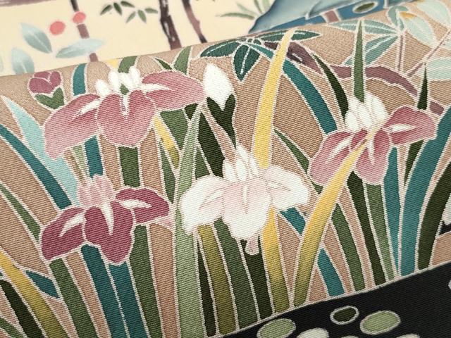 平和屋着物●豪華黒留袖　友禅　作家物　風景鴛鴦草花文　正絹　逸品　CAAZ8126vf
