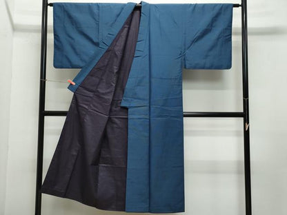 平和屋着物●男性　紬　アンサンブル　深縹色　正絹　逸品　CAAZ8138vf