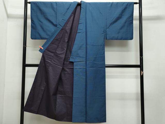 平和屋着物●男性　紬　アンサンブル　深縹色　正絹　逸品　CAAZ8138vf