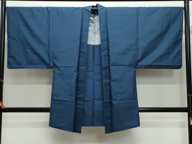 平和屋着物●男性　紬　アンサンブル　深縹色　正絹　逸品　CAAZ8138vf
