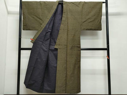 平和屋着物●男性　髭紬　アンサンブル・長襦袢セット　涅色　正絹　逸品　CAAZ8139vf