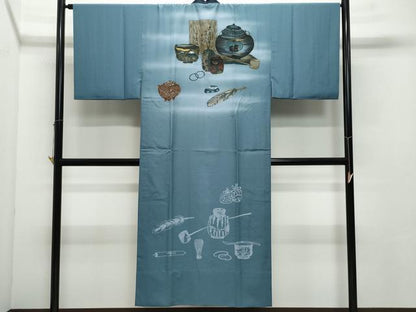 平和屋着物●男性　髭紬　アンサンブル・長襦袢セット　涅色　正絹　逸品　CAAZ8139vf