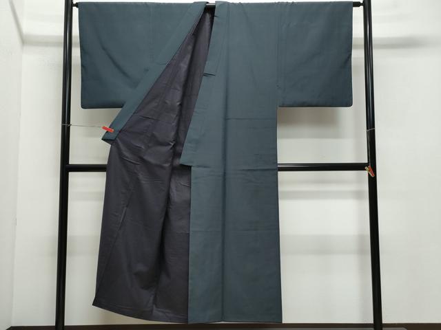 平和屋着物●男性 紬 アンサンブル 藍鉄色 正絹 逸品 CAAZ8141vf