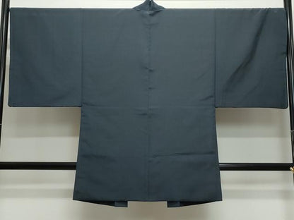 平和屋着物●男性 紬 アンサンブル 藍鉄色 正絹 逸品 CAAZ8141vf