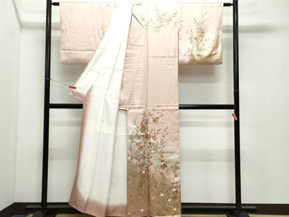 平和屋着物●訪問着 雪輪草花文 金彩 正絹 逸品 CAAZ8147vf