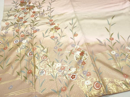平和屋着物●訪問着 雪輪草花文 金彩 正絹 逸品 CAAZ8147vf