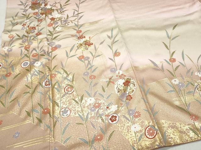 平和屋着物●訪問着 雪輪草花文 金彩 正絹 逸品 CAAZ8147vf
