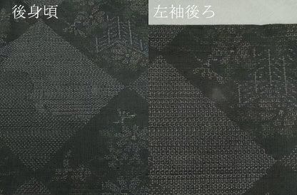 平和屋着物●結城紬　100亀甲　屏風草花文　正絹　逸品　CAAZ8155vf