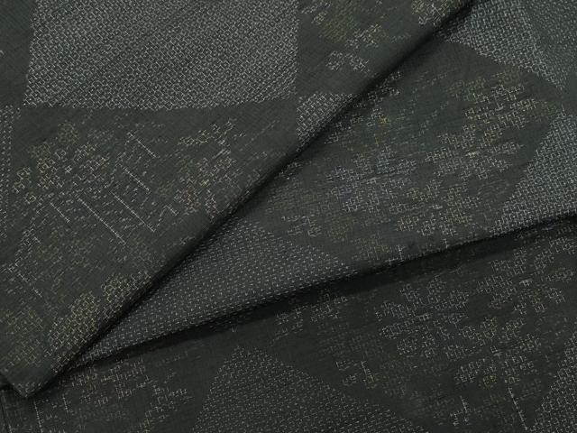 平和屋着物●結城紬　100亀甲　屏風草花文　正絹　逸品　CAAZ8155vf