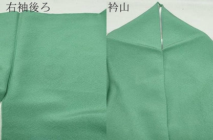 平和屋着物●本場奄美大島泥染　赤塚次男　色無地　緑青色　反端付き　正絹　逸品　CAAZ8158vf