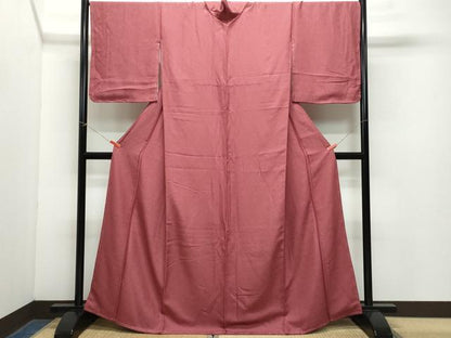 平和屋着物●上質な色無地　吉祥地紋　蘇枋色　正絹　逸品　未使用　CAAZ8160vf